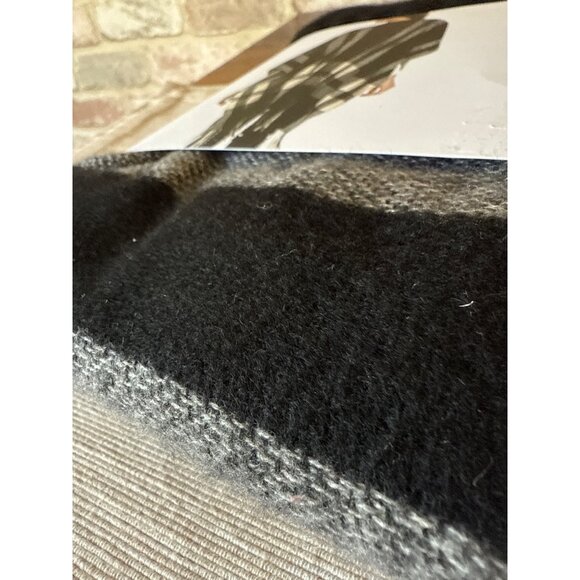 Three Dots Cashmere Blend Wrap Shawl One Size Black White Plaid - Picture 11 of 13